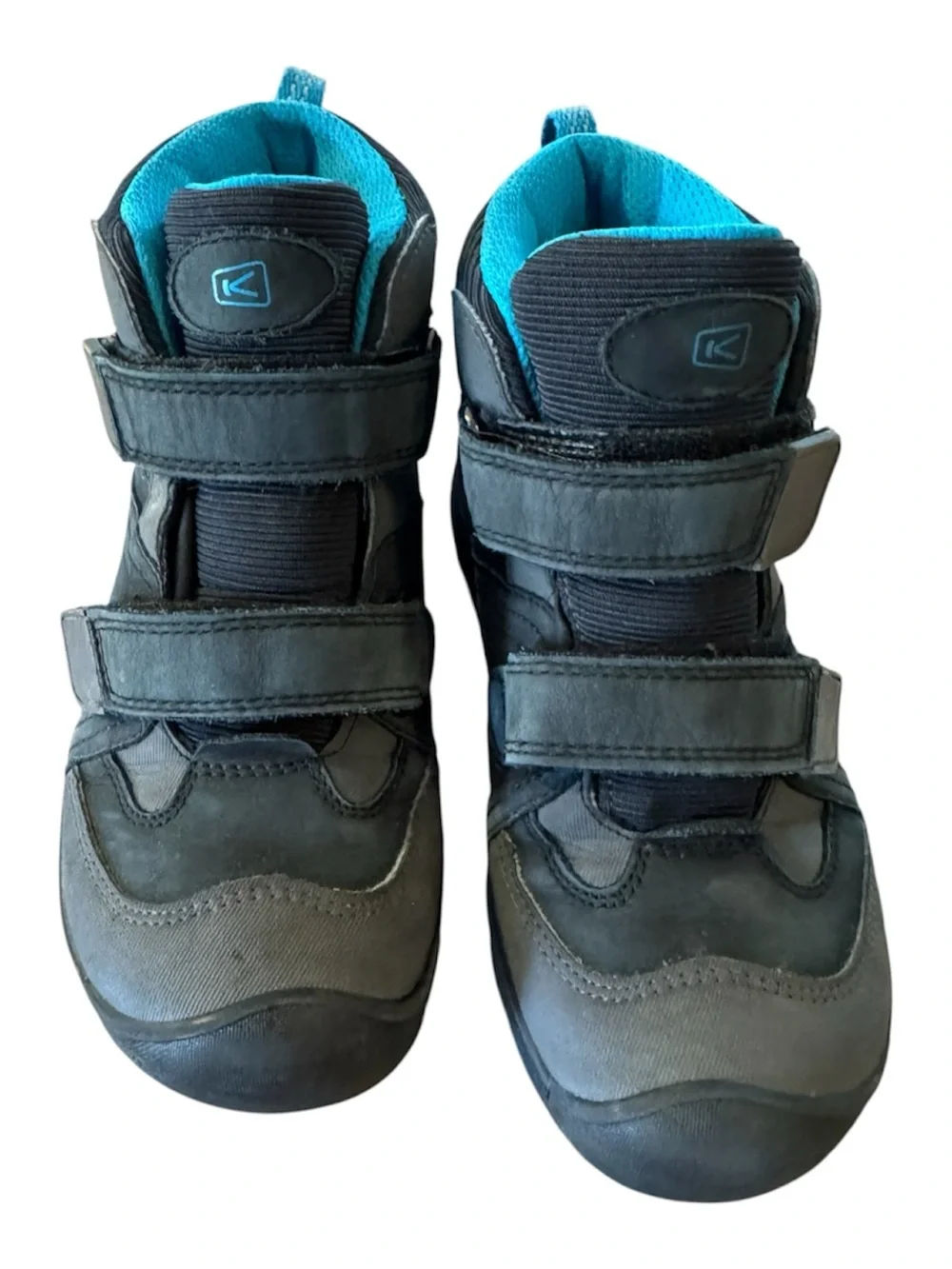KEEN Kids Black & Teal Waterproof Hook-and-Loop Boots Size 13 Outdoor Gorpcore